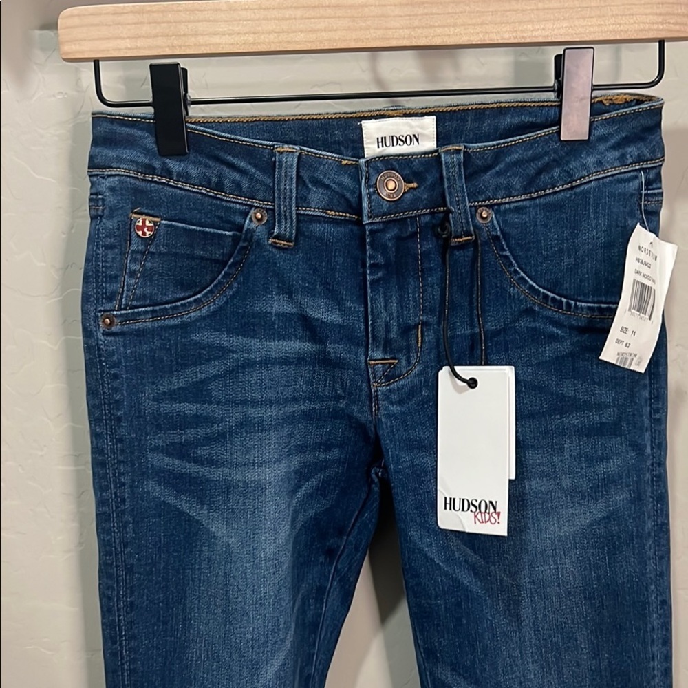 Hudson Jeans Collin Skinny Girls Blue Tapered Denim Bottoms Slim Vintage - Picture 3 of 14